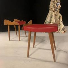 Gio Ponti Pair of Italian Mid Century Modern Wood Benches Stools Attributed to Gio Ponti - 4112149
