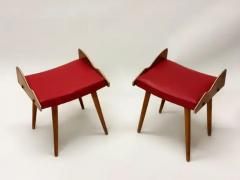 Gio Ponti Pair of Italian Mid Century Modern Wood Benches Stools Attributed to Gio Ponti - 4112230