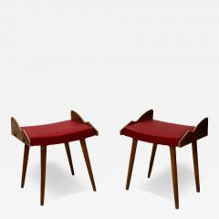 Gio Ponti Pair of Italian Mid Century Modern Wood Benches Stools Attributed to Gio Ponti - 4123522