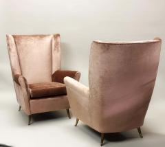 Gio Ponti Pair of Italian Mid Century Wingback Lounge Chairs by Isa Bergamo Gio Ponti - 2929509