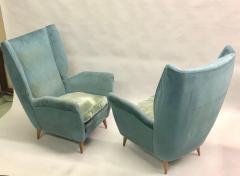 Gio Ponti Pair of Italian Midcentury Hi Back Lounge Chairs Armchairs by Gio Ponti 1955 - 1696132