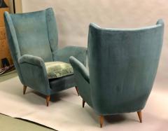 Gio Ponti Pair of Italian Midcentury Hi Back Lounge Chairs Armchairs by Gio Ponti 1955 - 1696158