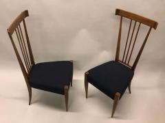 Gio Ponti Pair of Italian Midcentury Modern Walnut Side Chairs Circle of Gio Ponti - 1696098