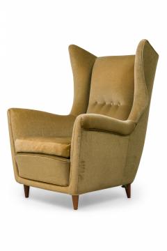 Gio Ponti Pair of Italian Modern Gold Velvet Upholstered Lounge Armchairs - 4274766