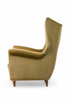 Gio Ponti Pair of Italian Modern Gold Velvet Upholstered Lounge Armchairs - 4274767