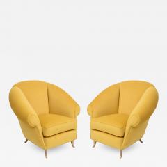 Gio Ponti Pair of Italian Modern Lounge Chairs Gio Ponti for ISA Model 12690 1950s - 4289868