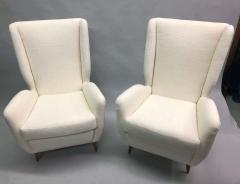Gio Ponti Pair of Italian Wingback Lounge Chairs Armchairs by Gio Ponti Model 512 - 1630265