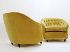 Gio Ponti Pair of Italian Yellow Velvet Armchairs by Gio Ponti - 3216138