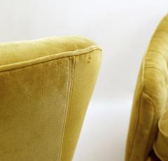 Gio Ponti Pair of Italian Yellow Velvet Armchairs by Gio Ponti - 3216145