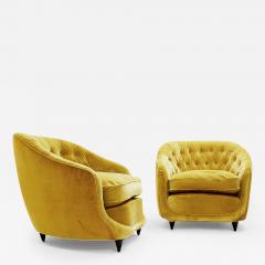 Gio Ponti Pair of Italian Yellow Velvet Armchairs by Gio Ponti - 3217082