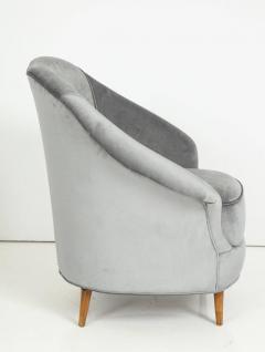 Gio Ponti Pair of Lounge Chairs in the Style of Gio Ponti in Grey Velvet Italy - 1468555