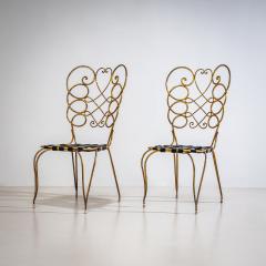 Gio Ponti Pair of Metal Side Chairs by Gio Ponti for Casa e Giardino Italy 1950s - 4712937