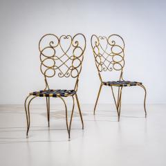 Gio Ponti Pair of Metal Side Chairs by Gio Ponti for Casa e Giardino Italy 1950s - 4712939