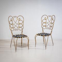 Gio Ponti Pair of Metal Side Chairs by Gio Ponti for Casa e Giardino Italy 1950s - 4716243