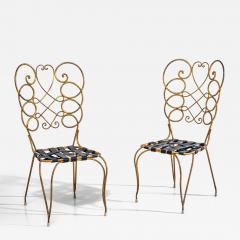 Gio Ponti Pair of Metal Side Chairs by Gio Ponti for Casa e Giardino Italy 1950s - 4716244