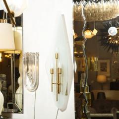 Gio Ponti Pair of Mid Century Modern Diamond Glass Sconces w Brass Fittings by Gio Ponti - 2660428