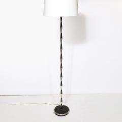 Gio Ponti Pair of MidCentury Geometric Polished Nickel Gunmetal Floor Lamps by Gio Ponti - 4653652