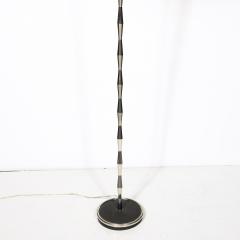 Gio Ponti Pair of MidCentury Geometric Polished Nickel Gunmetal Floor Lamps by Gio Ponti - 4653657