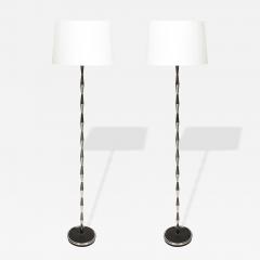 Gio Ponti Pair of MidCentury Geometric Polished Nickel Gunmetal Floor Lamps by Gio Ponti - 4659913