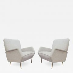 Gio Ponti Pair of Rare Gio Ponti Model 803 Armchairs with Brass Feet - 2360274