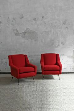 Gio Ponti Pair of Red Armchairs In The Style of Gio Ponti 1950s - 3999147