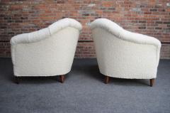 Gio Ponti Pair of Sculptural Italian Modern Boucl Lounge Chairs Attributed to Gio Ponti - 3813276