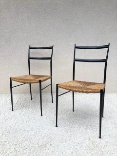 Gio Ponti Pair of Superlegga Style Chairs Metal Black Enameled Finish style of Gio Ponti - 1947535