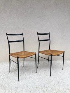 Gio Ponti Pair of Superlegga Style Chairs Metal Black Enameled Finish style of Gio Ponti - 1947539