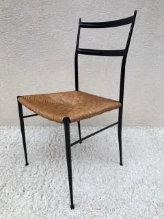 Gio Ponti Pair of Superlegga Style Chairs Metal Black Enameled Finish style of Gio Ponti - 1947559