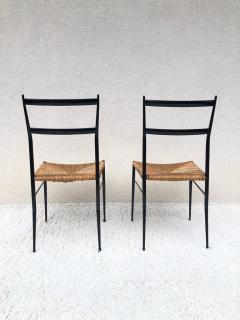 Gio Ponti Pair of Superlegga Style Chairs Metal Black Enameled Finish style of Gio Ponti - 1947565