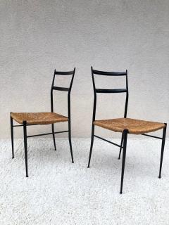 Gio Ponti Pair of Superlegga Style Chairs Metal Black Enameled Finish style of Gio Ponti - 1947579