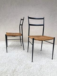 Gio Ponti Pair of Superlegga Style Chairs Metal Black Enameled Finish style of Gio Ponti - 1947581