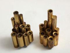 Gio Ponti Pair of Vintage Polished Brass Tubular Candleholders in the Style of Gio Ponti - 3221941