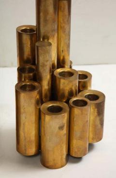 Gio Ponti Pair of Vintage Polished Brass Tubular Candleholders in the Style of Gio Ponti - 3221942