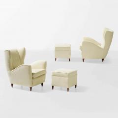 Gio Ponti Pair of armchairs ottomans - 2996762