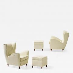 Gio Ponti Pair of armchairs ottomans - 3000486