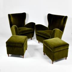 Gio Ponti Pair of armchairs ottomans - 3273503