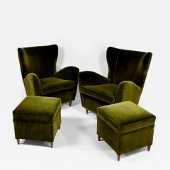Gio Ponti Pair of armchairs ottomans - 3281661