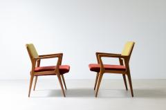 Gio Ponti Pair of modernist walnut armchairs in the style of Gio Ponti - 3891528