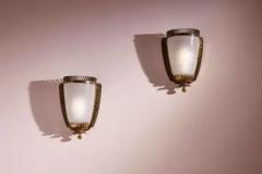 Gio Ponti Pair of wall lights in brass and glass in the style of Gio Ponti Italy 1930s - 4135184