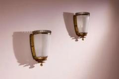 Gio Ponti Pair of wall lights in brass and glass in the style of Gio Ponti Italy 1930s - 4135186