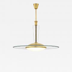 Gio Ponti Rare Ceiling light in Beveled Glass Opaline Glass and Brass by Fontana Arte - 4812923