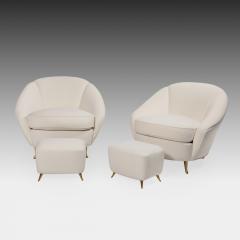 Gio Ponti Rare Pair of Ivory Boucl and Gilt Metal Armchairs by Gio Ponti - 4561461
