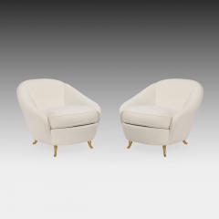 Gio Ponti Rare Pair of Ivory Boucl and Gilt Metal Armchairs by Gio Ponti - 4561462
