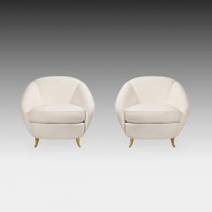 Gio Ponti Rare Pair of Ivory Boucl and Gilt Metal Armchairs by Gio Ponti - 4561463