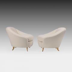 Gio Ponti Rare Pair of Ivory Boucl and Gilt Metal Armchairs by Gio Ponti - 4561464