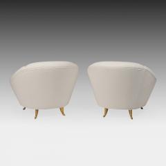 Gio Ponti Rare Pair of Ivory Boucl and Gilt Metal Armchairs by Gio Ponti - 4561465