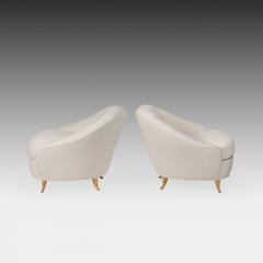 Gio Ponti Rare Pair of Ivory Boucl and Gilt Metal Armchairs by Gio Ponti - 4561466