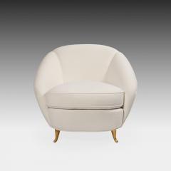 Gio Ponti Rare Pair of Ivory Boucl and Gilt Metal Armchairs by Gio Ponti - 4561467