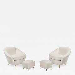 Gio Ponti Rare Pair of Ivory Boucl and Gilt Metal Armchairs by Gio Ponti - 4561804
